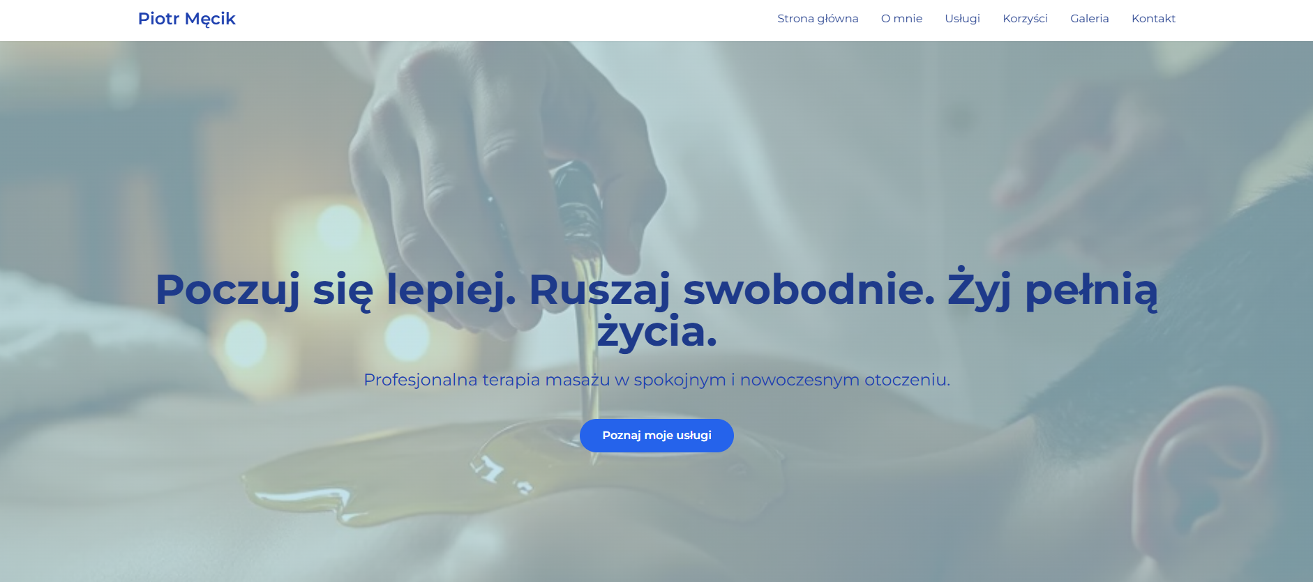 Strona mobilnego masażu